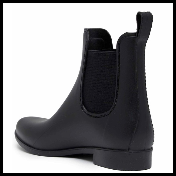 BLACK WATERPROOF ANKLE BOOTIES SHORT RAIN BOOTS - Picture 2 of 16